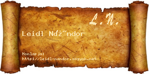 Leidl Nándor névjegykártya